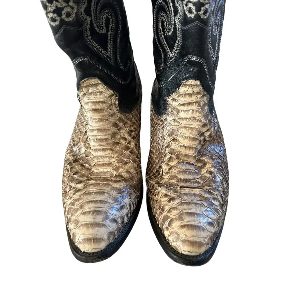 Corral Exotic Python & Leather Western Cowboy Boots Brown & Black Men's 9.5 D